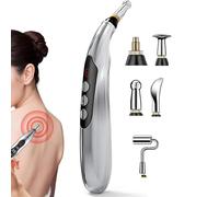MYFTNP Stylo D'acupuncture Électronique, Outil De Massage Énergétique des Méridiens avec 5 Têtes De Massage, 9 Niveaux D'intensité Réglables, Soulage La Douleur, Renforce L'immunité
