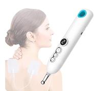 MYFTNP Stylo D'acupuncture Électronique, Stylo De Massage par Acupuncture Pulsée avec 5 Têtes De Massage, 9 Niveaux D'intensité Réglables, Chauffage À Température Constante, pour Soulager La Douleur