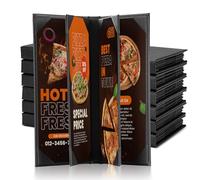 MYFULLY Lot de 6 supports de menu de restaurant 10,8 x 27,9 cm en cuir synthétique noir avec coins inclinés pour restaurant, bar, café, carte des vins (6 vues)