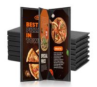 MYFULLY Lot de 6 supports de menu de restaurant 10,8 x 27,9 cm en cuir synthétique noir avec coins inclinés pour restaurant, bar, café, carte des vins (4 vues)