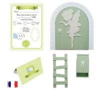 Myfuturshop Porte Magique de Fée des Dents Boîte à Dents Echelle et 4 Dents Propre Version Française Cadeau Unique pour Garçons et Filles Réveillez la Magie (Vert)