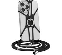 MyGadget Collier Universel pour Coques Smartphone jusqu'à 7,1 Pouces - Sangle pour Case avec Tour de Cou réglable - Attache & Bandoulière en Noir