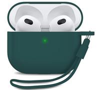 MyGadget Coque Compatible avec Airpods 3e Génération - Case Boîtier Silicone Slim & Anti Choc - Etui Skin Protection Poussière - Housse & Lanière Vert