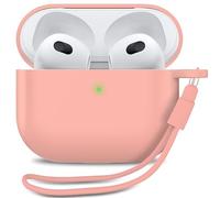 MyGadget Coque Compatible avec Airpods 3e Génération - Case Boîtier Silicone Slim & Anti Choc - Etui Skin Protection Poussière - Housse & Lanière Rose