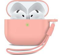 MyGadget Coque Compatible avec Airpods 4 [ 2024 ] - Case Boîtier Silicone Slim & Anti Choc - Etui Skin Protection Poussière - Housse & Lanière Rose