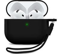 MyGadget Coque Compatible avec Airpods 4 [ 2024 ] - Case Boîtier Silicone Slim & Anti Choc - Etui Skin Protection Poussière - Housse & Lanière Noir