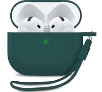 MyGadget Coque Compatible avec Airpods 4 [ 2024 ] - Case Boîtier Silicone Slim & Anti Choc - Etui Skin Protection Poussière - Housse & Lanière Vert