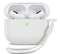 MyGadget Coque Compatible avec Airpods Pro 1ère Génération - Case Boîtier Silicone Slim & Anti Choc - Etui Skin Protection Poussière - Housse & Lanière Blanc