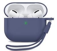 MyGadget Coque Compatible avec Airpods Pro 1ère Génération - Case Boîtier Silicone Slim & Anti Choc - Etui Skin Protection Poussière - Housse & Lanière Bleu Foncé