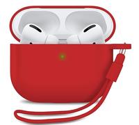 MyGadget Coque Compatible avec Airpods Pro 1ère Génération - Case Boîtier Silicone Slim & Anti Choc - Etui Skin Protection Poussière - Housse & Lanière Rouge