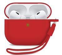 MyGadget Coque Compatible avec Airpods Pro 2e Génération [ 2022 ] - Case Boîtier Silicone Slim & Anti Choc - Etui Skin Protection Poussière - Housse & Lanière Rouge