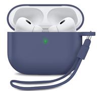 MyGadget Coque Compatible avec Airpods Pro 2e Génération [ 2022 ] - Case Boîtier Silicone Slim & Anti Choc - Etui Skin Protection Poussière - Housse & Lanière Bleu Foncé