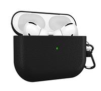 MyGadget Coque Compatible avec Apple Airpods Pro 1ère Génération - Case Boîtier Simili Cuir - Etui Skin Vegan Leather - Housse Protection Noir
