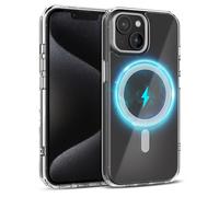 MyGadget Coque pour iPhone 13/14 [ Compatible MagSafe ] - Anti Jaunissement - Cover Hybride magnétique [ Arrière Rigide | Bords en Silicone ] - Transparent