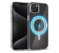 MyGadget Coque pour iPhone 14 Plus [ Compatible MagSafe ] - Anti Jaunissement - Cover Hybride magnétique [ Arrière Rigide | Bords en Silicone ] - Transparent