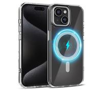 MyGadget Coque pour iPhone 15 [ Compatible MagSafe ] - Anti Jaunissement - Cover Hybride magnétique [ Arrière Rigide | Bords en Silicone ] - Transparent