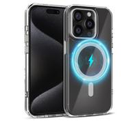 MyGadget Coque pour iPhone 15 Pro [ Compatible MagSafe ] - Anti Jaunissement - Cover Hybride magnétique [ Arrière Rigide | Bords en Silicone ] - Transparent