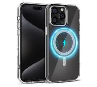 MyGadget Coque pour iPhone 15 Pro Max [ Compatible MagSafe ] - Anti Jaunissement - Cover Hybride magnétique [ Arrière Rigide | Bords en Silicone ] - Transparent