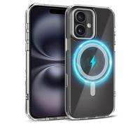 MyGadget Coque pour iPhone 16 [ Compatible MagSafe ] - Anti Jaunissement - Cover Hybride magnétique [ Arrière Rigide | Bords en Silicone ] - Transparent