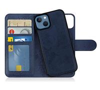 MyGadget Flip Case pour iPhone 13 - Coque Clapet détachable magnétique PU Cuir Support - Housse Portefeuille Book Cover Bleu Foncé