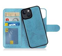 MyGadget Flip Case pour iPhone 13 Mini - Coque Clapet détachable magnétique PU Cuir Support - Housse Portefeuille Book Cover Bleu Clair