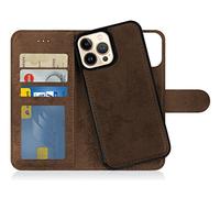 MyGadget Flip Case pour iPhone 13 Pro Max - Coque Clapet détachable magnétique PU Cuir Support - Housse Portefeuille Book Cover Marron