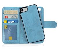MyGadget Flip Case pour iPhone SE 2022 | 2020 | 7 | 8 - Coque Clapet détachable magnétique PU Cuir Support - Housse Portefeuille Book Cover Bleu Clair