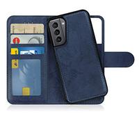MyGadget Flip Case pour Samsung Galaxy S21 - Coque Clapet détachable magnétique PU Cuir Support - Housse Portefeuille Book Cover Bleu Foncé