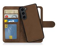 MyGadget Flip Case pour Samsung Galaxy S23 Plus - [ Coque Clapet Magnétique ] - Book Cover Cuir Synthétique [ Housse Portefeuille détachable ] - Support Marron