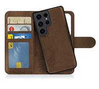 MyGadget Flip Case pour Samsung Galaxy S23 Ultra - [ Coque Clapet Magnétique ] - Book Cover Cuir Synthétique [ Housse Portefeuille détachable ] - Support Marron