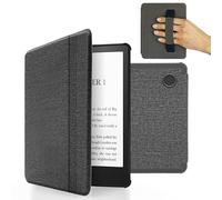 MyGadget Housse Compatible avec Tolino Vision 6 | Kobo Libra 2 (2021) - Etui Nylon Poignée élastique - Flip Case Tissu - Cover Gris Clair
