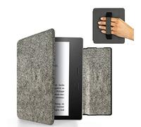 MyGadget Housse Feutre pour Amazon Kindle Oasis 10e Génération dès 2019 & 9e Génération (2017) - Etui Poignée élastique - Flip Case Tissu Cover Gris Clair