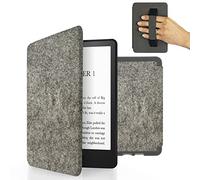 MyGadget Housse Feutre pour Kindle 11ème Génération (modèle 2022-6 Pouces) - Etui Nylon Poignée Élastique - Flip Case en Tissu - Cover Gris