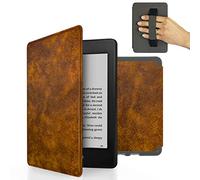 MyGadget Housse pour Amazon Kindle Paperwhite 10e Génération 2018 [ PQ94WIF ] - Etui Simili Cuir - Flip Case avec Poignée élastique - Cover Marron