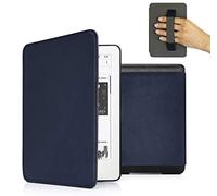 MyGadget Housse pour Amazon Kindle Paperwhite 10e Génération 2018 (PQ94WIF) - Etui Simili Cuir Poignée élastique - Flip Case PU Leather - Cover Bleu Foncé