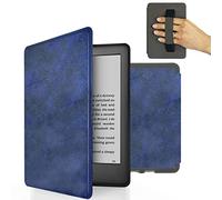 MyGadget Housse pour Amazon Kindle Paperwhite 10e Génération 2019 [ J9G29R ] - Etui Simili Cuir - Flip Case avec Poignée élastique - Cover Bleu Foncé