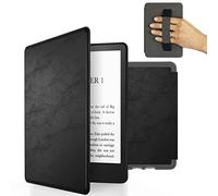 MyGadget Housse pour Amazon Kindle Paperwhite 11e Génération 2022 - Etui Simili Cuir - Flip Case avec Poignée élastique - Cover Noir