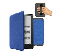 MyGadget Housse pour Amazon Kindle Paperwhite 11e Génération dès 2021 - Etui Nylon Poignée élastique - Flip Case Tissu - Cover Bleu Foncé