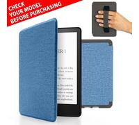 MyGadget Housse pour Kindle 11ème Génération (modèle 2022-6 Pouces) - Etui Nylon avec Poignée Élastique - Flip Case en Tissu - Cover Gris Clair