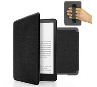 MyGadget Housse pour Kindle Paperwhite 12e Génération [ 2024 - SA569P - 7 Pouces ] - Etui Nylon Poignée élastique - Flip Case Tissu - Cover Noir