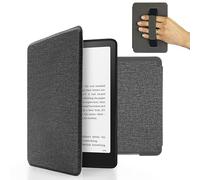 MyGadget Housse pour Kindle Paperwhite 12e Génération [ 2024 - SA569P - 7 Pouces ] - Etui Nylon Poignée élastique - Flip Case Tissu - Cover Gris Clair