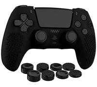 MyGadget Housse Silicone Compatible avec Manette PS5 - INCL. 8 Capuchons pour Joysticks (Petits | Grands) - Coque pour PlayStation 5 Dualsense Wireless en Noir