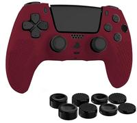 MyGadget Housse Silicone Compatible avec Manette PS5 - INCL. 8 Capuchons pour Joysticks (Petits | Grands) - Coque pour PlayStation 5 Dualsense Wireless en Bordeaux