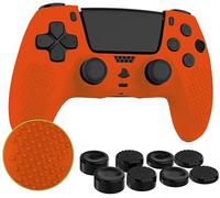 MyGadget Housse Silicone Compatible avec Manette PS5 - INCL. 8 Capuchons pour Joysticks (Petits | Grands) - Coque pour PlayStation 5 Dualsense Wireless en Orange