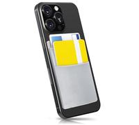 MyGadget Porte Cartes - Anti signaux RFID - Double Pochette adhésive élastique avec Rabat pour Smartphone - Wallet Universel pour Papiers | Clés - Argenté