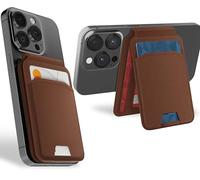 MyGadget Portefeuille Magnétique Magsafe - avec 2 Emplacements pour Cartes - avec Fonction Support - pour Apple iPhone 15 I 14 I 13 I 12 Series - Marron