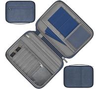 MyGadget Portefeuille Voyage [ pour 5 Passeports ] - Porte-Documents pour Monnaie | Cartes de crédit | SIM | Clés | Papiers | Livrets | Billets en Bleu Foncé