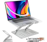 MyGadget Support en métal pour Ordinateur Portable jusqu'à 17 Pouces [ Hauteur réglable | Pliable | Dissipation de Chaleur ] - pour MacBook | Samsung etc. - Argent