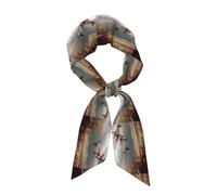 MYGANN Chasse Flying Wild Canards Rectangle Foulard Hijab Écharpe en soie Accessoires de costume Pendentif Sac à main 119 x 7,9 cm, Noir , taille unique