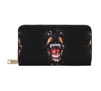 MYGANN Cool Rottweiler Dog Art Portefeuille long unisexe en cuir microfibre avec fermeture éclair en métal pour bureau, voyage, rendez-vous, blanc, Taille unique